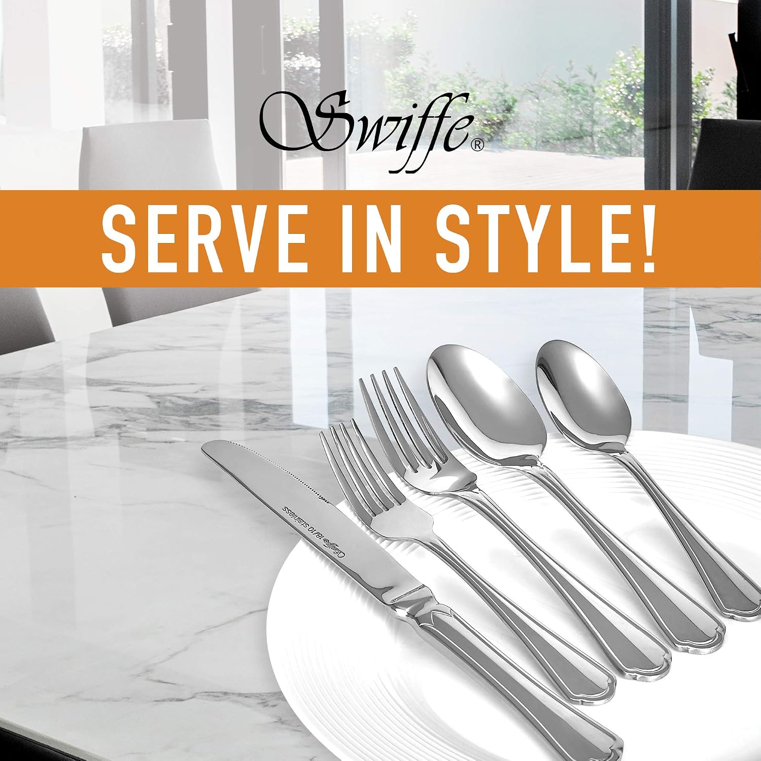Get Discount 70% Price 20 Piece 18/10 Stainless Steel Silverware Set - Multipurpose Flatware Utensils for Home Dining, Wedding, Restaurant, Party, Elegant Mirror Finish - Durable, Dishwasher Safe - Service for 4 - by Swiffe Black Friday - 80% OFF 20 Piece 18/10 Stainless Steel Silverware Set - Multipurpose Flatware Utensils for Home Dining, Wedding, Restaurant, Party, Elegant Mirror Finish - Durable, Dishwasher Safe - Service for 4 - by Swiffe