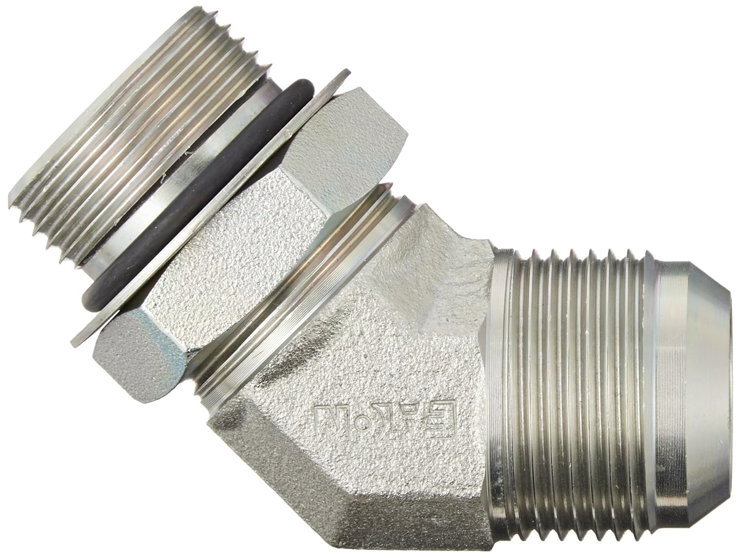 Eaton Aeroquip 2061-16-16S Steel Flared Tube Fitting, 45 Degree Elbow, 1" Male JIC x 1" O-Ring Boss Male
