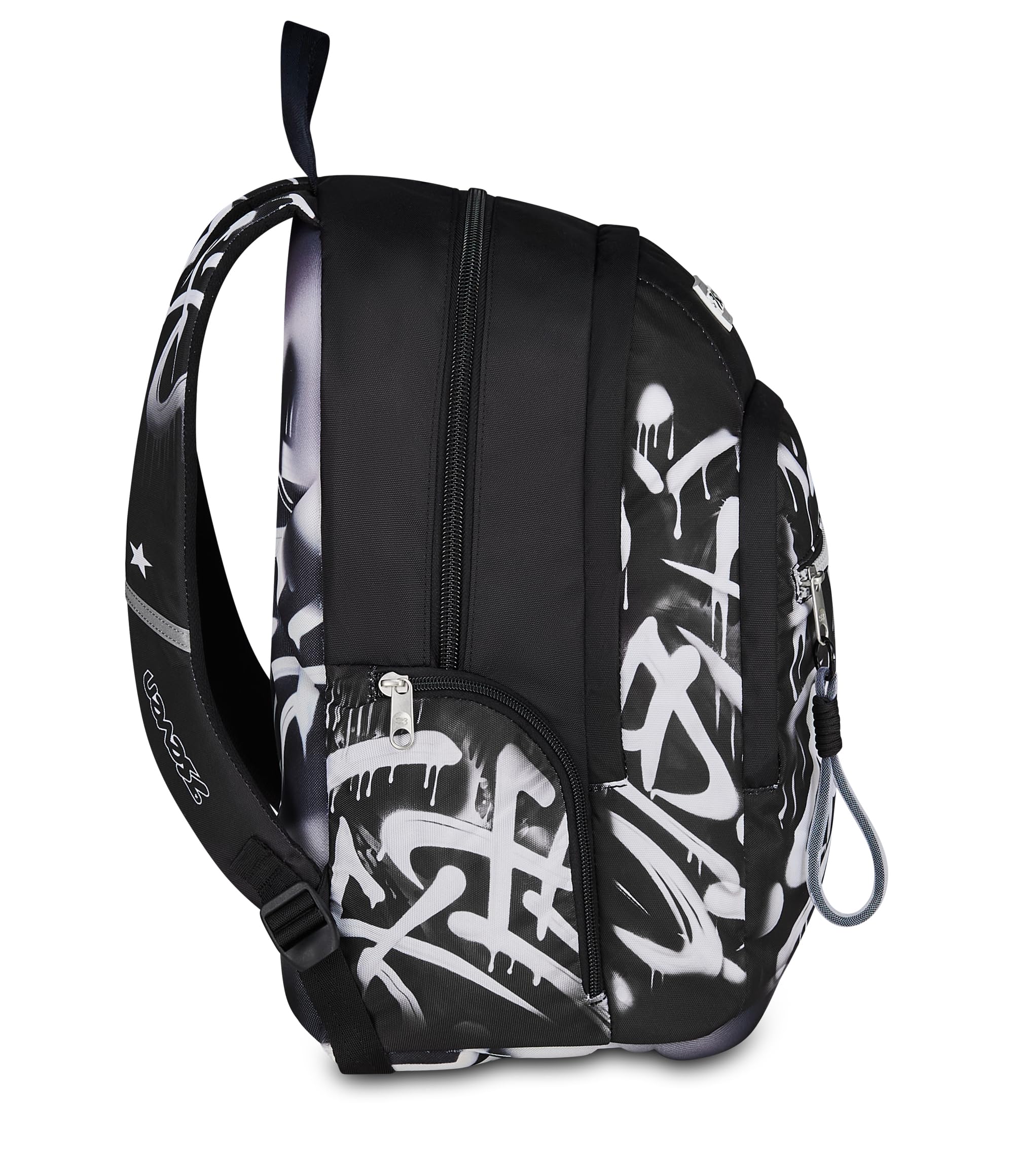 Seven Zaino Scuola Dual GOLDEN PAINT, Doppio Scomparto, Nero, 32 L, Multifunzione, Tasca attrezzata, Tasca laterale porta borraccia, Scomparto porta pc, Scuola media e superiore, Bambini, Ragazzi