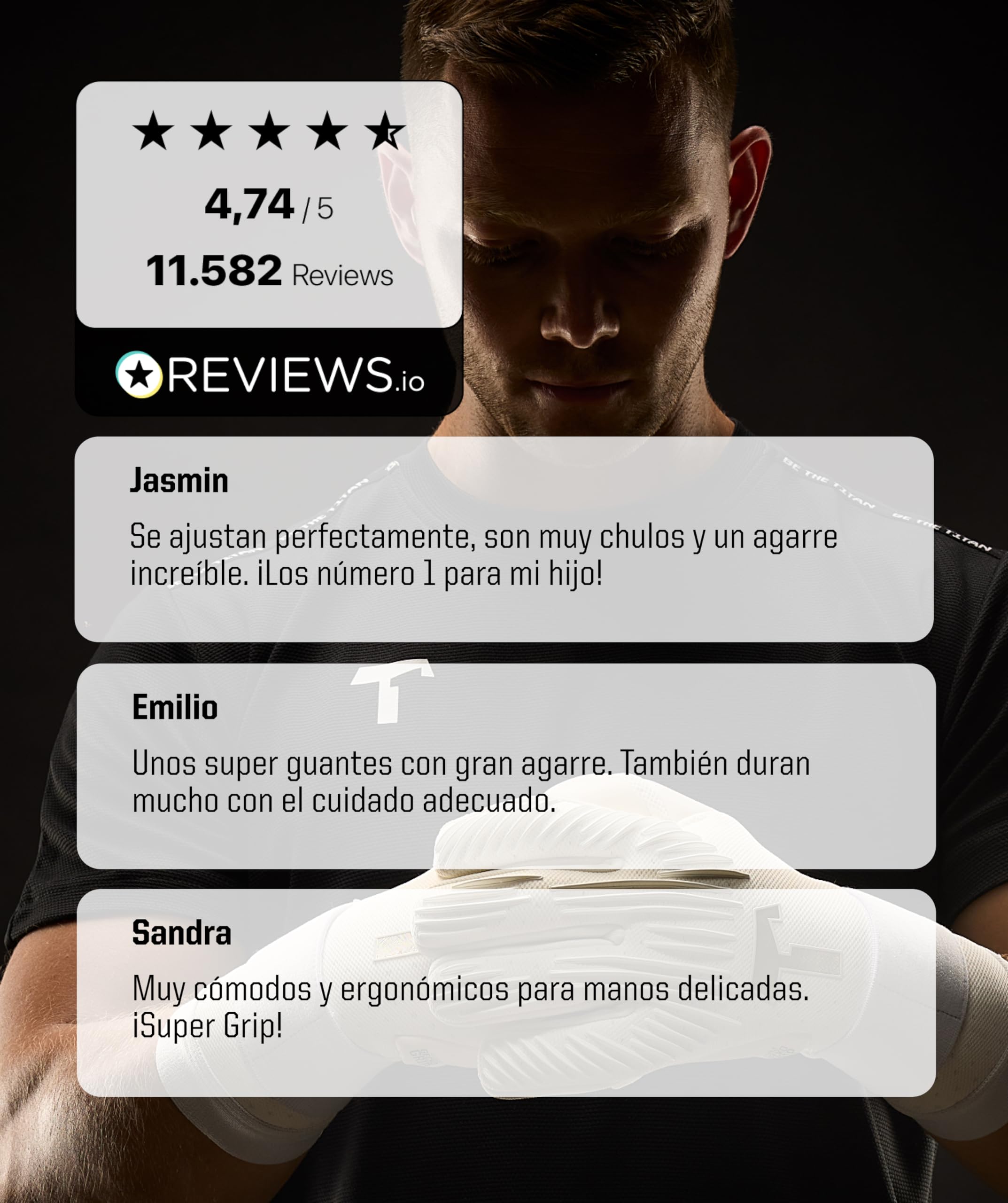T1TAN Rebel Guantes de Portero para Adultos, Guantes de fútbol con protección de Dedos, Tallas 6-11