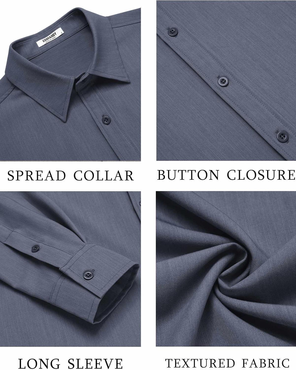 COOFANDY Men's Casual Button Down Long Sleeve Untucked Denim Dress Shirt - Image 5