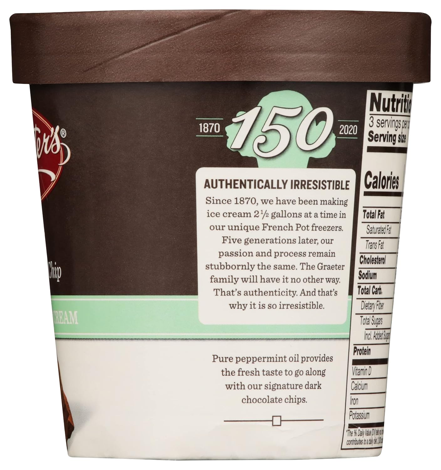 Graeter's Ice Cream, Mint Chocolate Chip, 16 oz (Frozen)