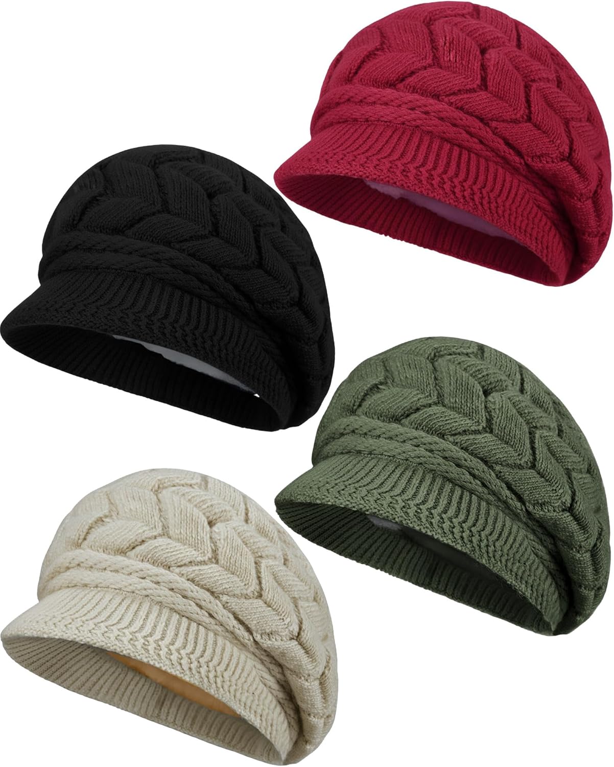 Newcotte Winter Hat for Women Knitted Caps with Visor 2026 Warm Hats for Women Beanies for Winter Cold Weather