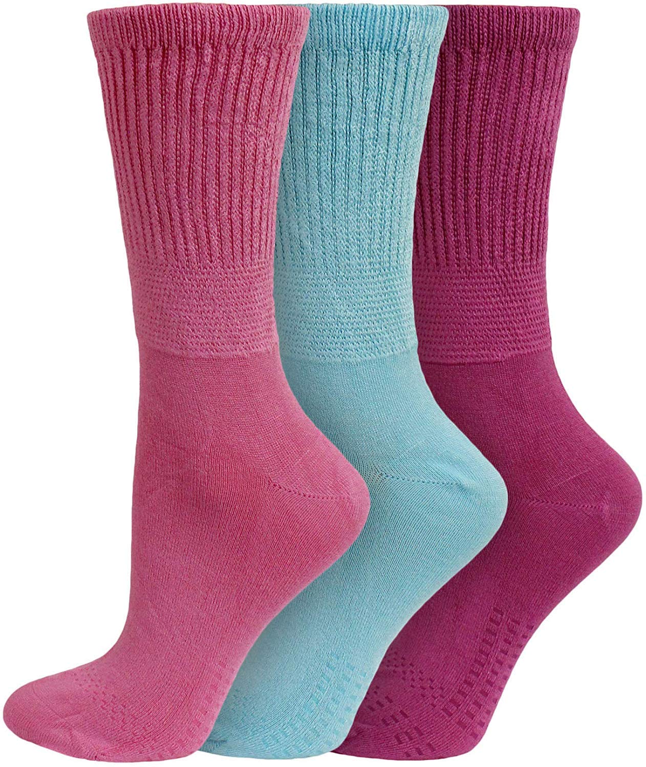 Hduk Ladies Socks Women's Assorted Brights 3X Pairs Of Bamboo Diabetic Extra Wide Non Binding Socks With"Hand Linked Toes" / Uk 4-8 Eur 37-42 (Assorted Brights)