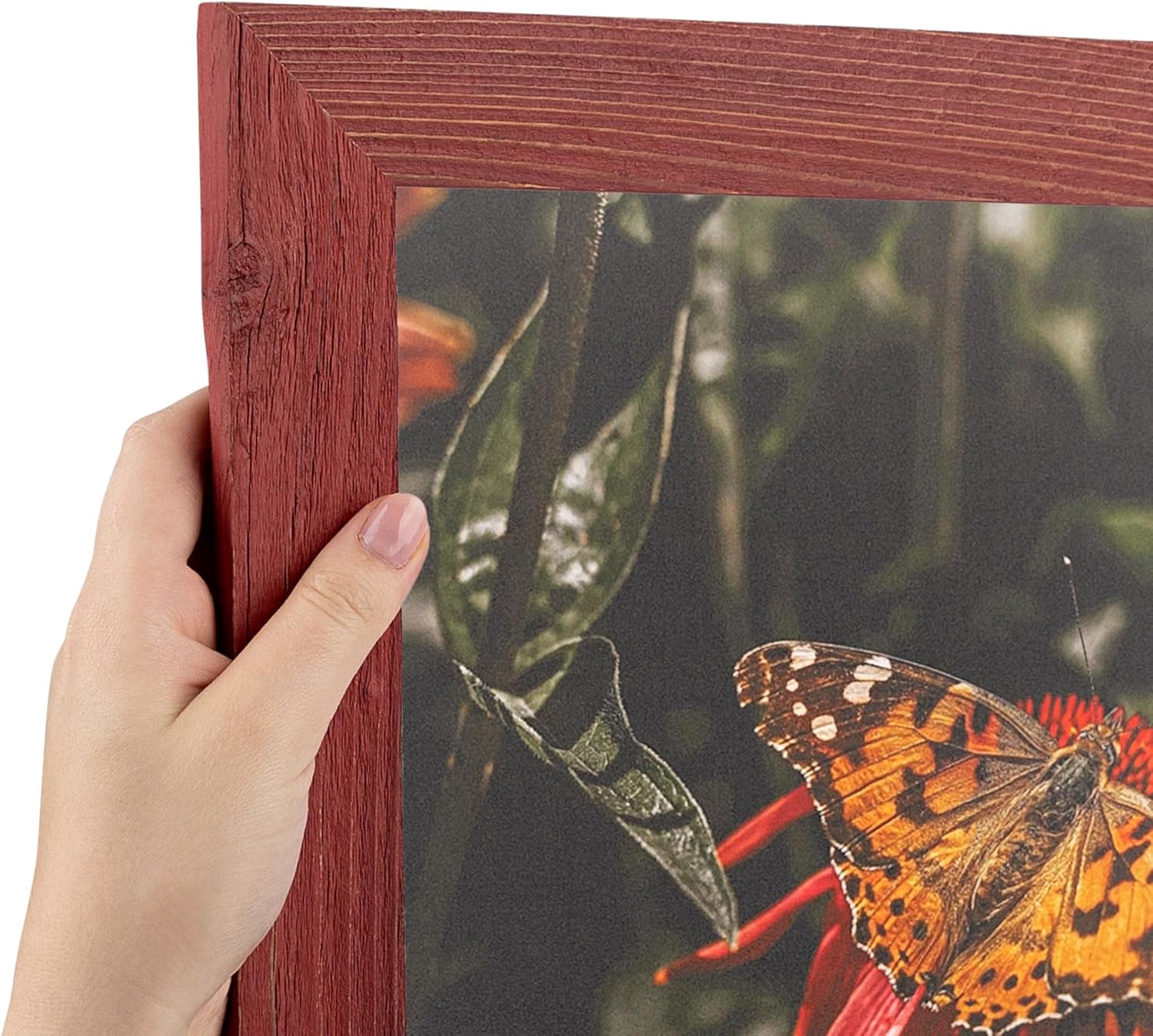ArtToFrames 4x5 Inch Red Picture Frame, This 1.50 Inch Custom Wood Poster Frame is Real Reclaimed Red Barnwood - Comes with Regular Glass and Corrugated Backing (2WOMRFB-150-BRD-4x5)