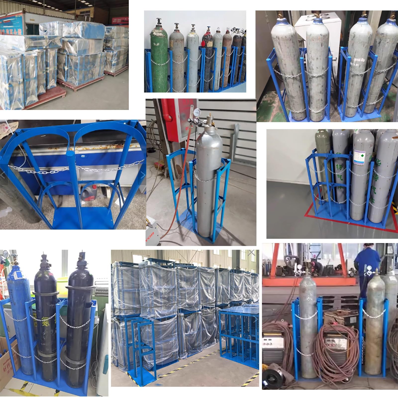 Bastidores cilindros compactos, bastidores cilindros alta resistencia, bastidores acero for almacenamiento tanques gas for fábricas, escuelas y hospitales, calibre 35 cm (13,7 pulgadas)(100x52x41cm(39