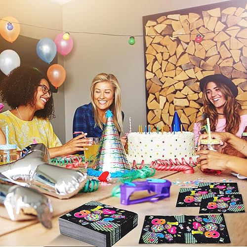 Miniatura 7 de 100 servilletas de papel con texto en inglés "I Love the 80s" (I Love the 80s) desechables de vuelta a los años 50, 80, 90, servilletas de almuerzo