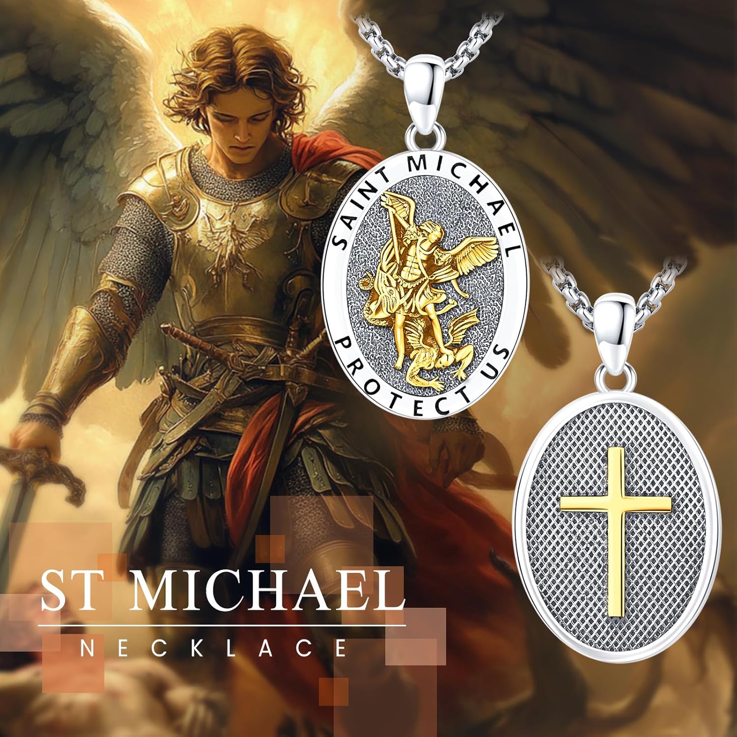 925 Sterling Silver St Michael/St Christopher/Virgin Mary Necklace Patron Saint Amulet Medal Jewelry for Men Women - Image 2