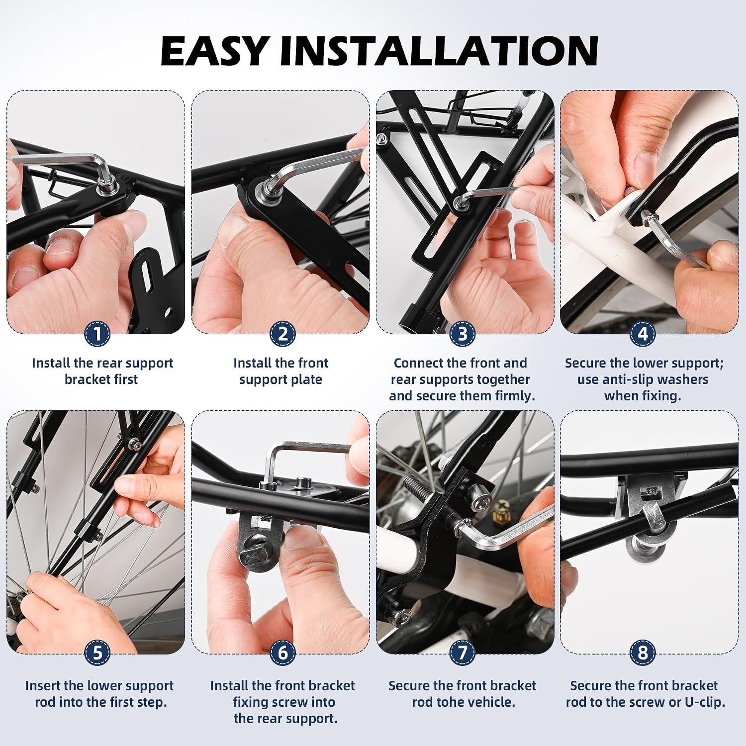 Rear Bike Rack,Aluminum Bike Cargo Rack,Quick Release Mountain Road Bicycle Rear Racks,Heavy Duty Bike Luggage Rack,Universal Adjustable Bike Pannier Rack,Assembly