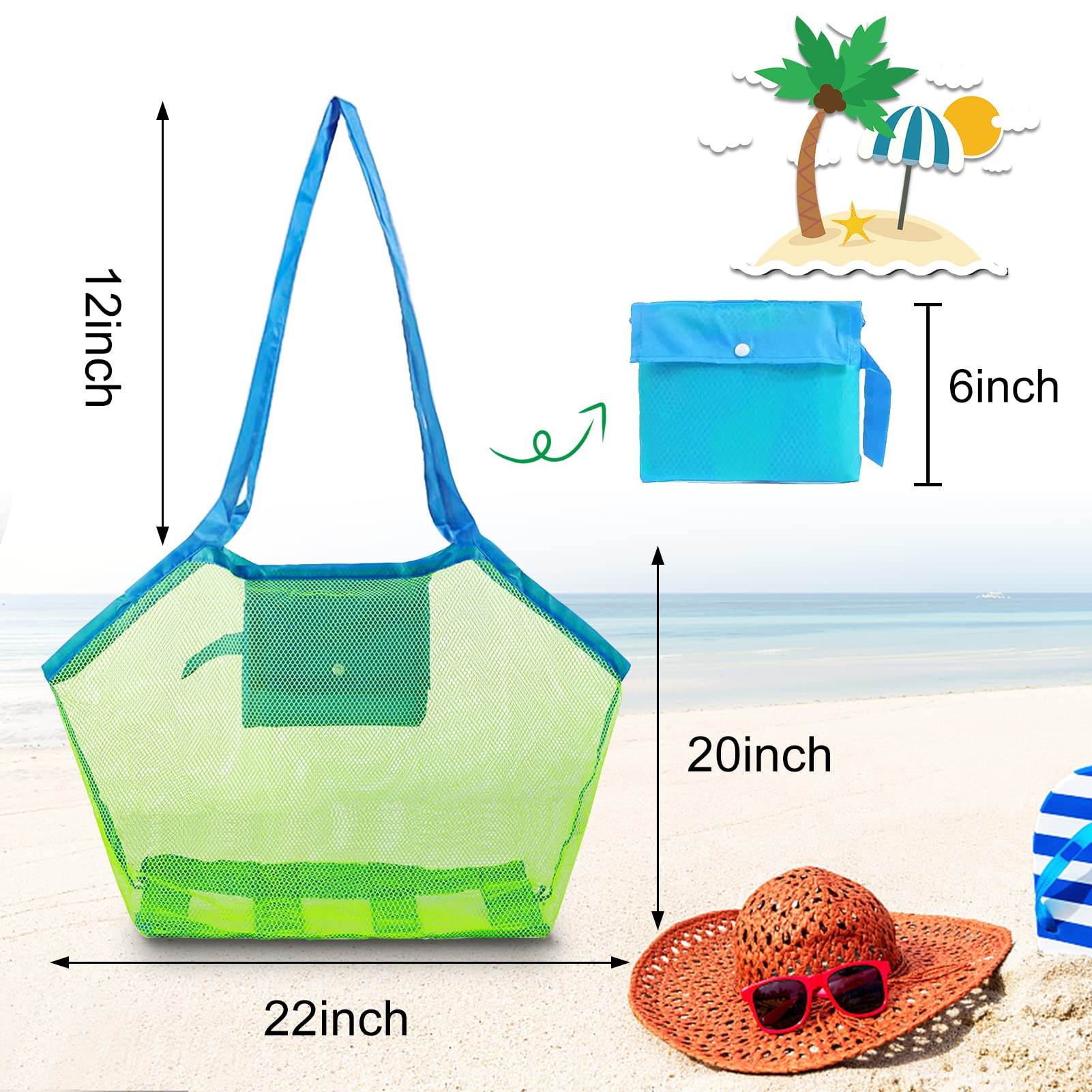 Sac Rangement Jouet Plage Sac De Plage En Maille - Lot De 2