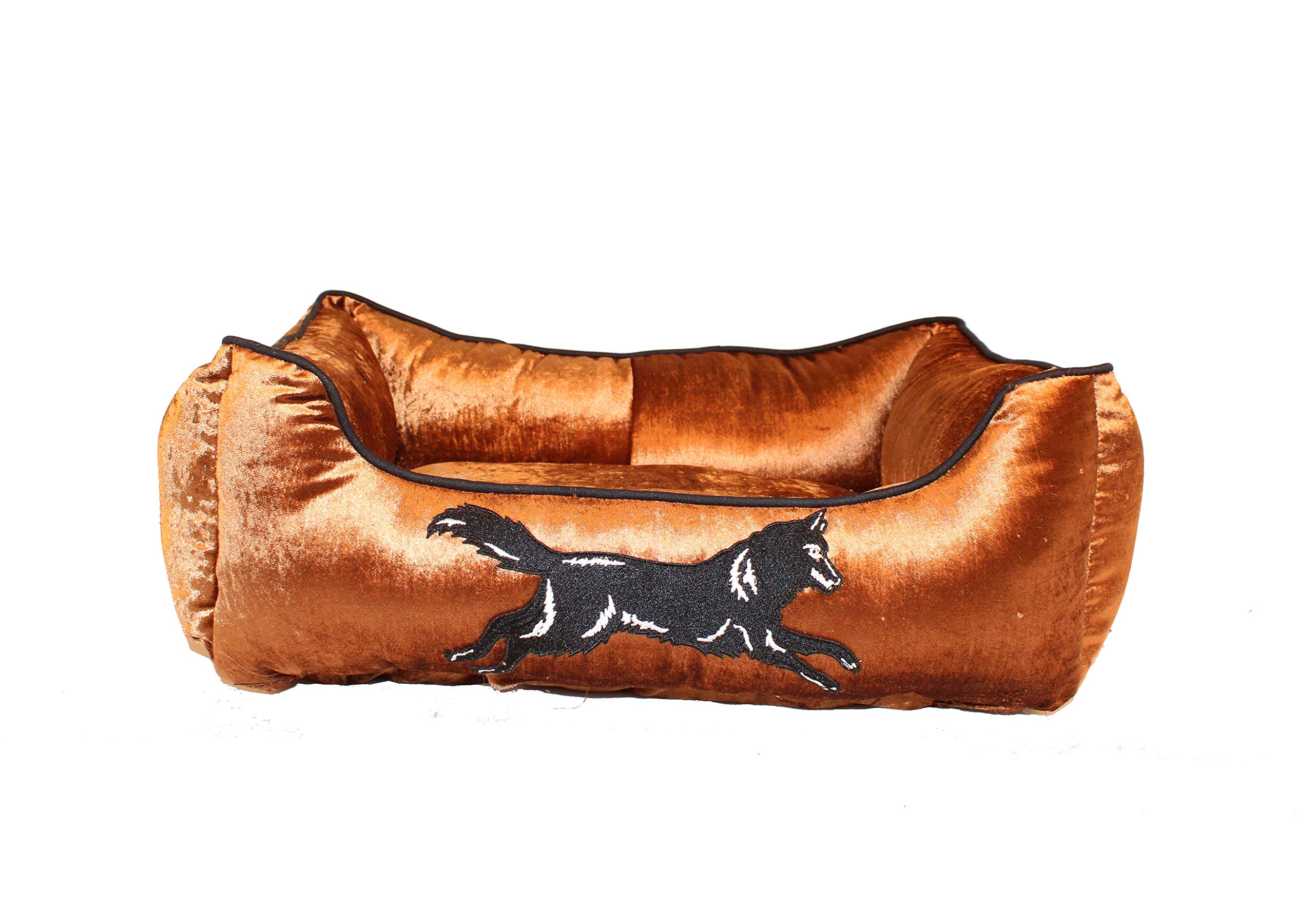 Scoobee Brown Colored Microvelvet Dog Pattern Dog Sofa (Medium, 65x55x20 cm) 2500 Gram