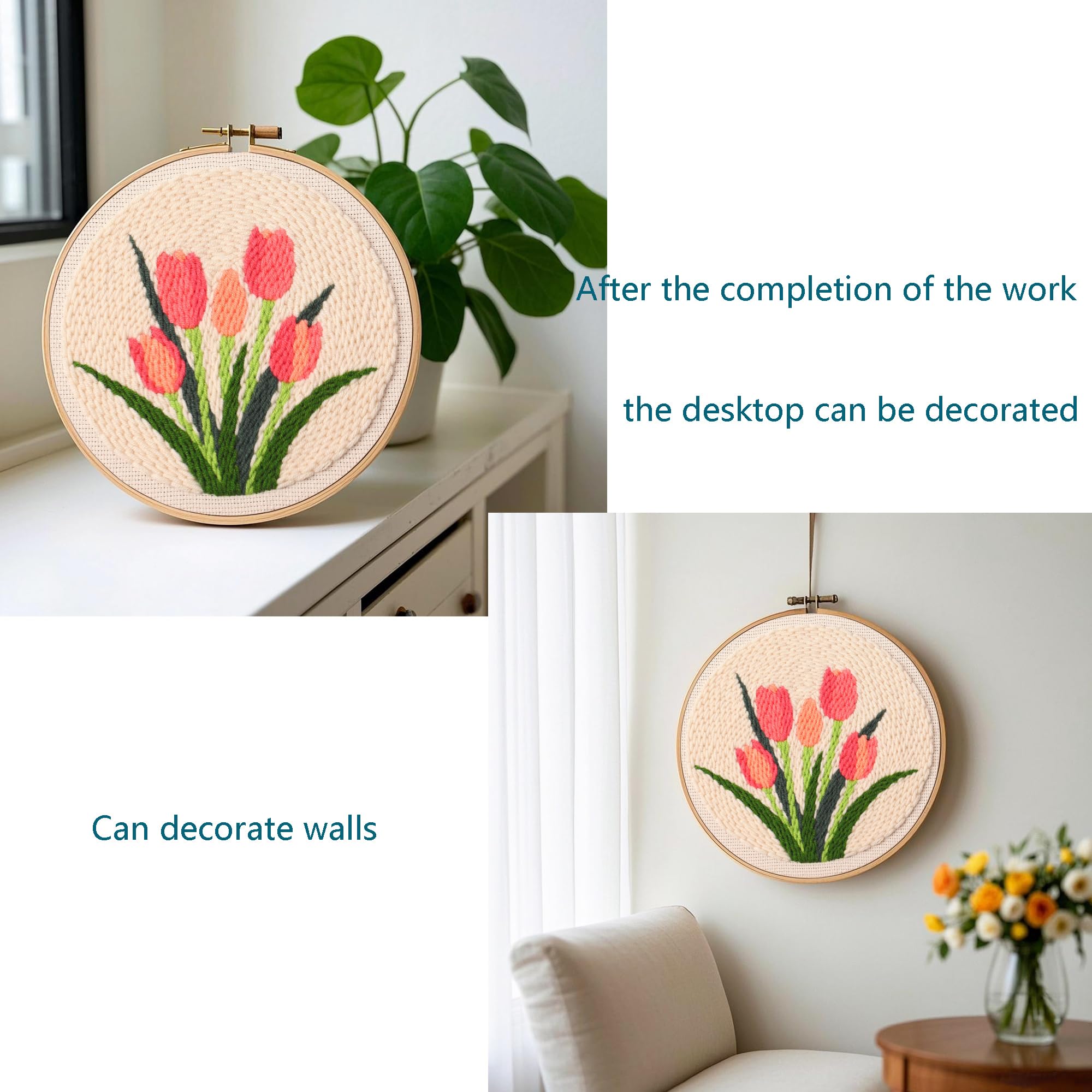 Beginner Punch Needle Kit - Tulip Floral Art -3 Beginner Punch Needle Kit - Tulip Floral Art -3