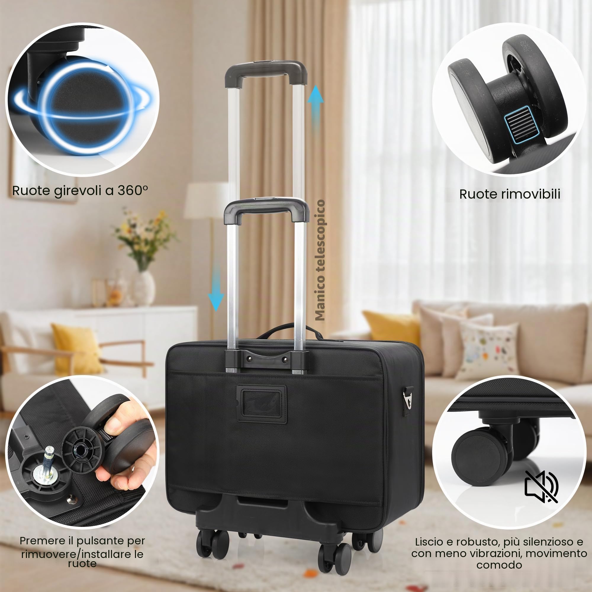 Relavel - Valigetta extra grande da 17,7" per cosmetici con trolley - Valigetta professionale da viaggio per trucco, bellezza, borsa portaoggetti portatile, organizer per cosmetici, donna, scatola per