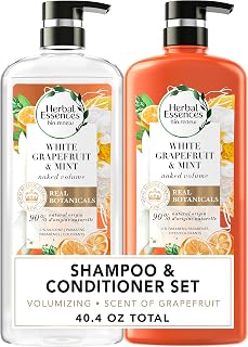 Herbal Essences, Volume Shampoo & Conditioner Kit with Natural Source Ingredients, For Fine Hair, Color Safe, Bio Renew White Grapefruit & Mosa Mint Naked Volume, 20.2 fl oz, Kit