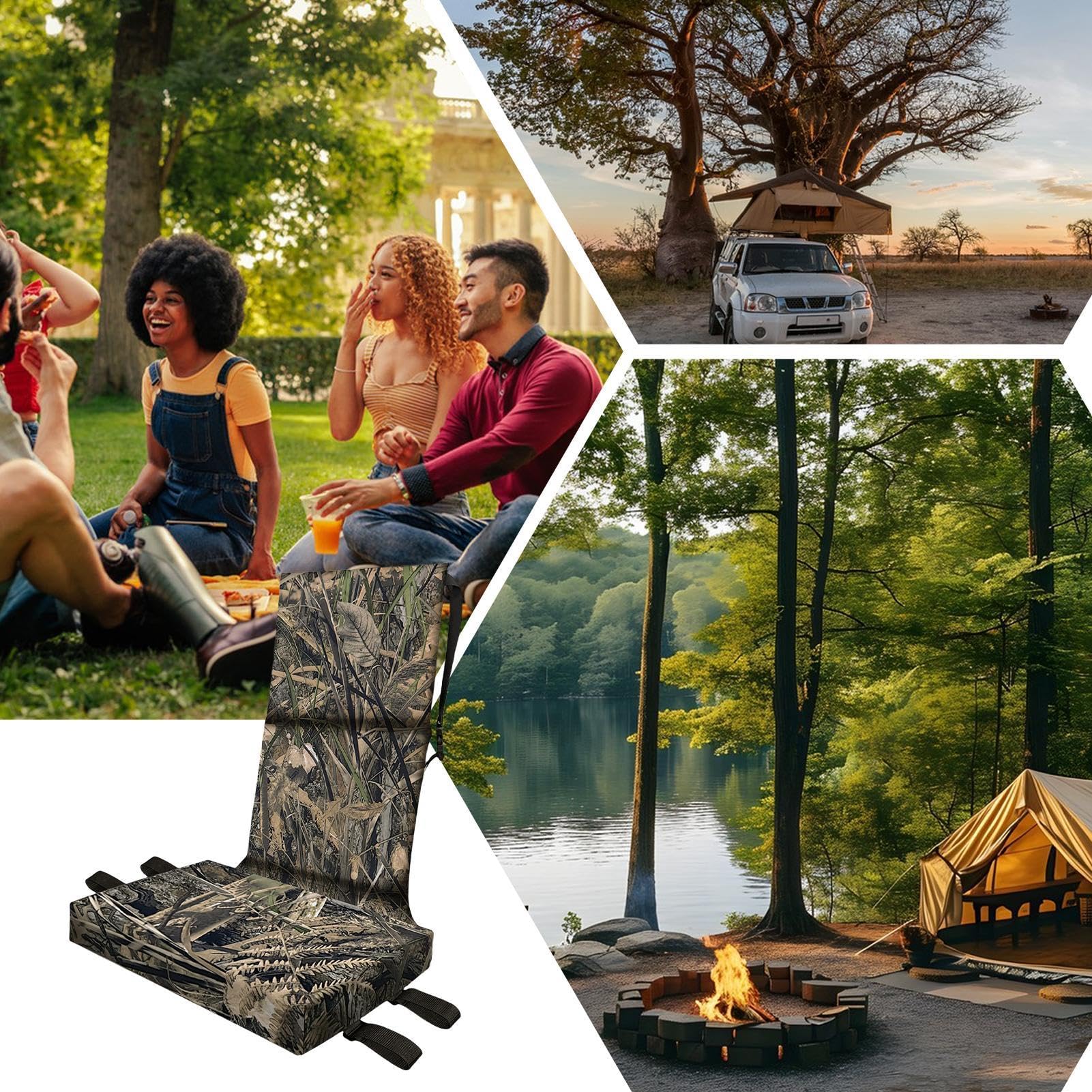 Baumständersitz, abnehmbarer Jagdsitz, bequemer Jagdbaumsitz, Outdoor-Camouflage-Sitzkissen, Klettern, Camping, Jagdsitz, gepolsterter Baumständersitz, tragbarer Jagdsitz, witterungsbeständig