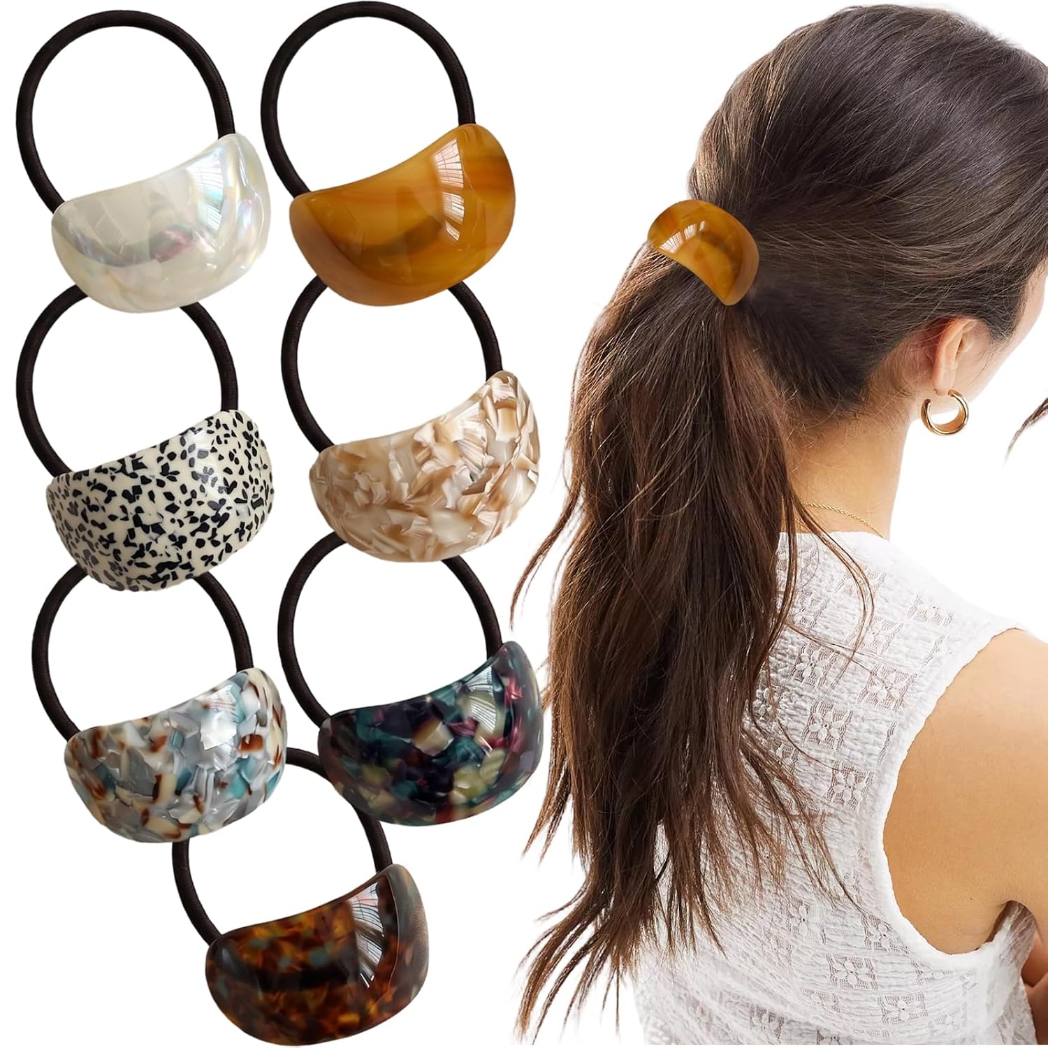 Elegant Acrylic Hair Ties for Women - Non-Damage Scrunchies