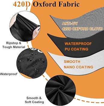 Mobility Scooter Cover Waterproof 124cm, 420D Oxford Large Mobility Scooter Rain Cover for Seniors with Storage Bag, 2 Vents, Wheelchair Accessories Rain Cover (L:124 * 58 * 99cm)