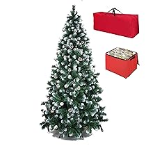 Totò Piccinni Albero di Natale Artificiale NOEL, Folto, Effetto Realistico, Rami a Gancio, Facile Montaggio, PVC, Ignifugo, Incluso Borsa e Porta Palline (150 cm, Punte Innevate e Pigne)