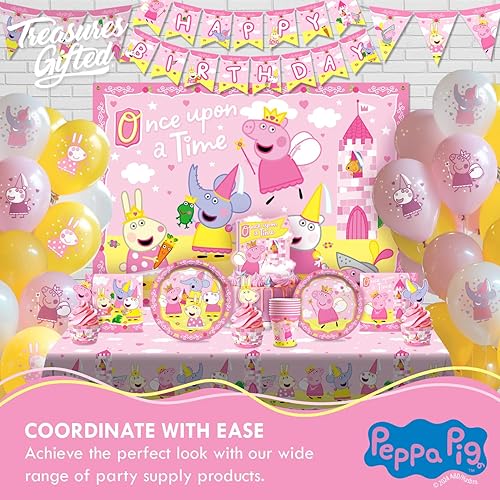Miniatura 6 de Treasures Gifted Paquete de 2 banderines de princesa Peppa Pig  Cartel de cumpleaños de Peppa Pig  Decoración de fiesta de Peppa Pig con licencia