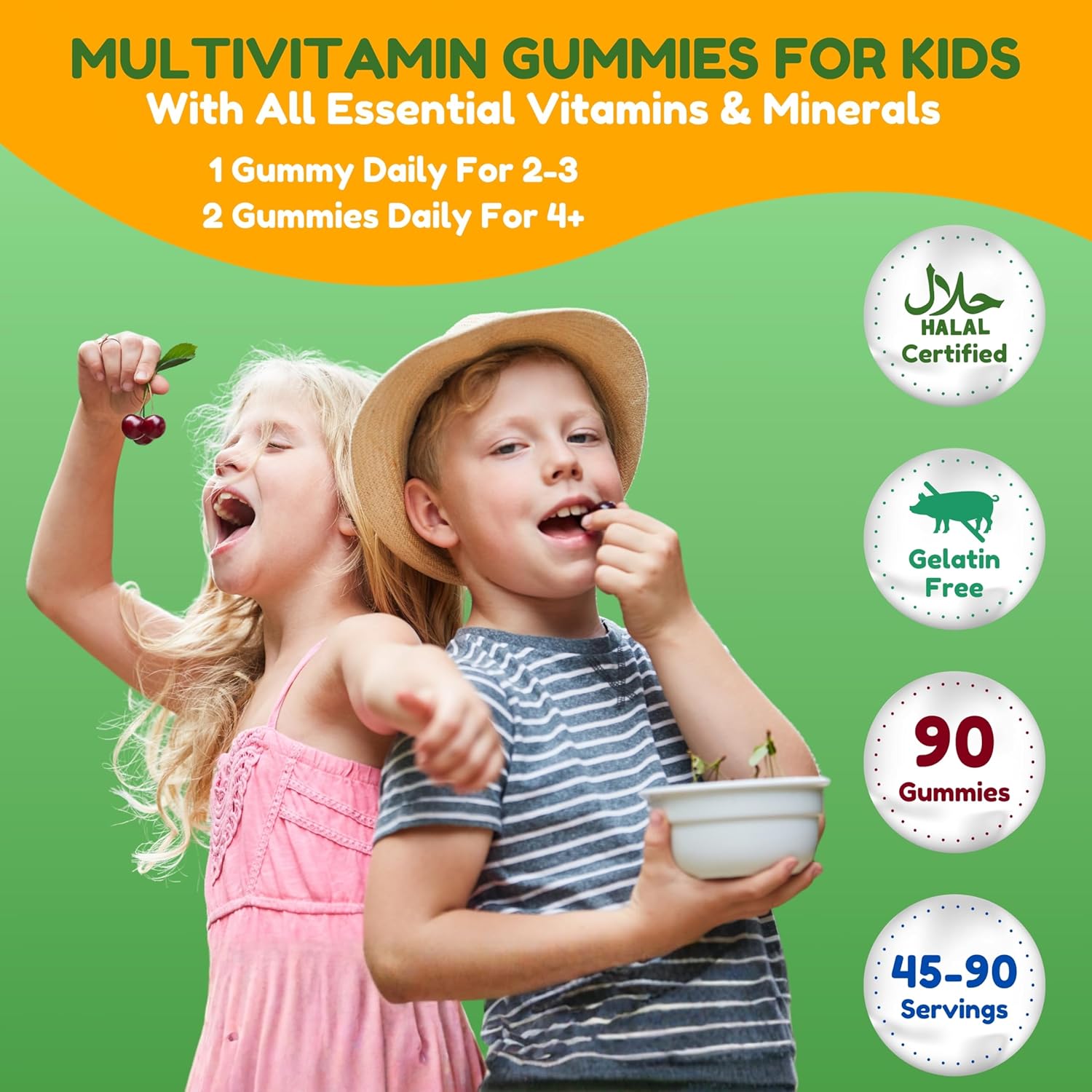 SHIFAA NUTRITION Halal Kids Multivitamin Gummies, 45-90 Days Supply, with All Essential Kids Vitamins. Toddler Vitamins with Vitamin C, D, Zinc, A, E, B6, B12, Biotin | Halal Gummies for Kids - Image 3