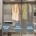 Clear Garment Bag For Hanging Clothes- 4 Pack 10” Gusseted Suit Bags For Closet Storage, Plastic Clothes Storage Bag For Suit Coat Dress, Shirts, Jackets, fur,Closet Cover For Open Closet
