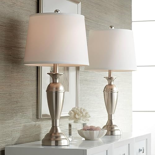Regency Hill Blair Traditional 3-Way Table Lamps 25" Tall Set