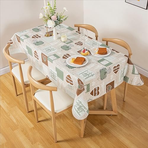 Miniatura 2 de DwEllAid Mantel rectangular de vinilo de 52 x 70 pulgadas con reverso de franela, mantel para el día de San Valentín, mantel de hule 100% impermeable