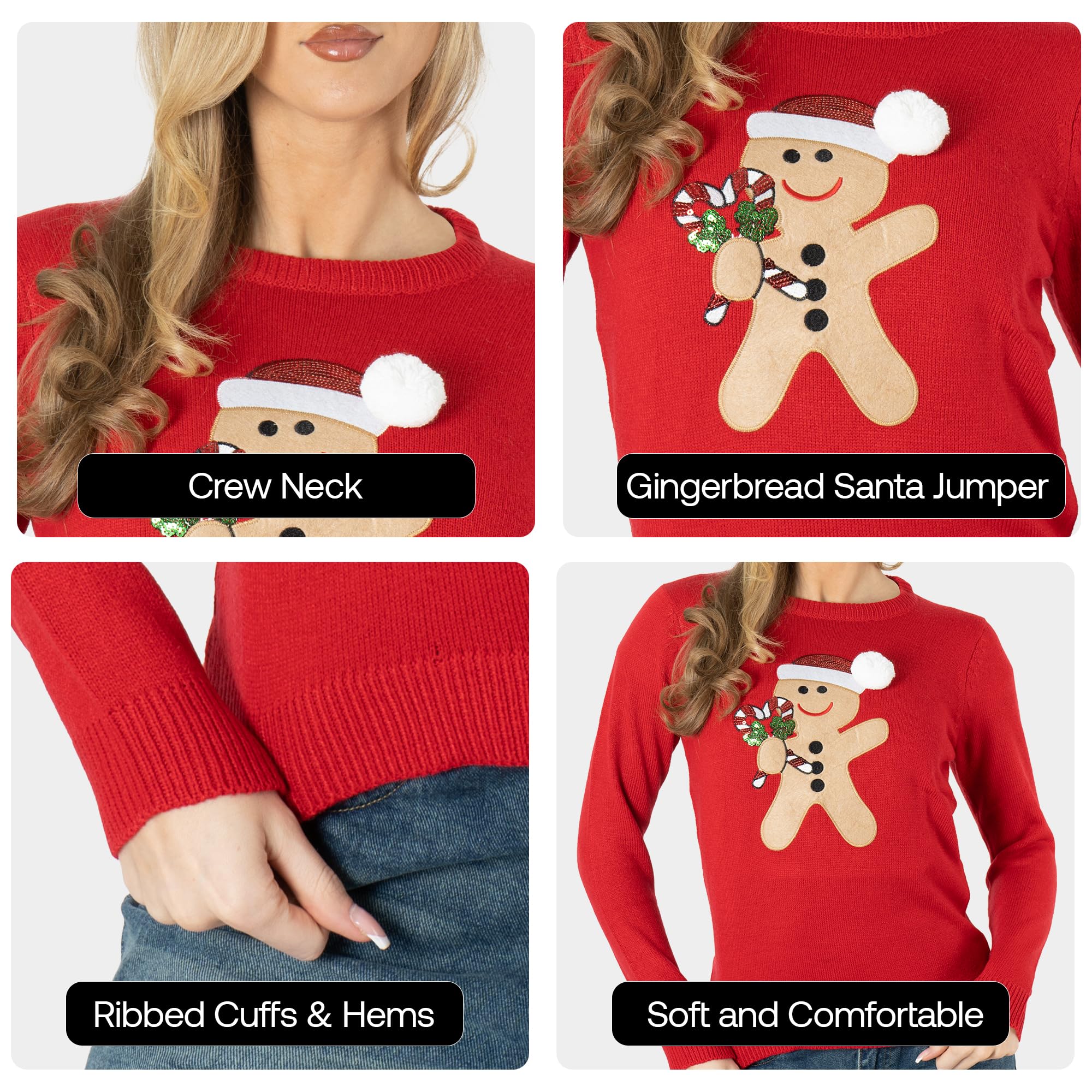 NOROZE Donna Maglione di Natale Buon Natale Regali Donne Elfo Pullover Lavorato a Maglia