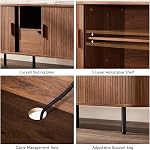 ONBRILL 69" TV Stand with Power Outlet for TVs up to 80", Entertainment Center with Storage and Drawer, TV Console with Adjustable Shelves and Sliding Door, TV Stand for Living Room, Bedroom, Walnut