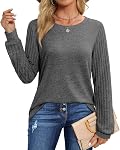 Jescakoo Long Sleeve Shirt Women Fall Tunic Tops Crewneck Business Casual Clothes Trendy S-XXL