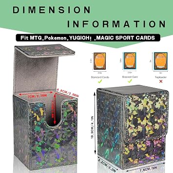 Dmoicols 4 Packs Card Deck Box يحمل 400 + بطاقات ذات كم واحد ، صندوق تخزين بطاقة المواد اللامعة عموديًا ، 4 in1 MTG Commander Deck Box مع فواصل تناسب TCG CCG (أسود + أصفر + Cyan + أرجواني)