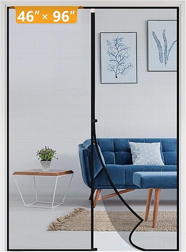 Miniatura 27 de Yotache - Puerta mosquitera magnética estrecha para puerta de 26 x 78 pulgadas, tamaño de malla de 28 x 79 pulgadas, malla de fibra de vidrio Negro