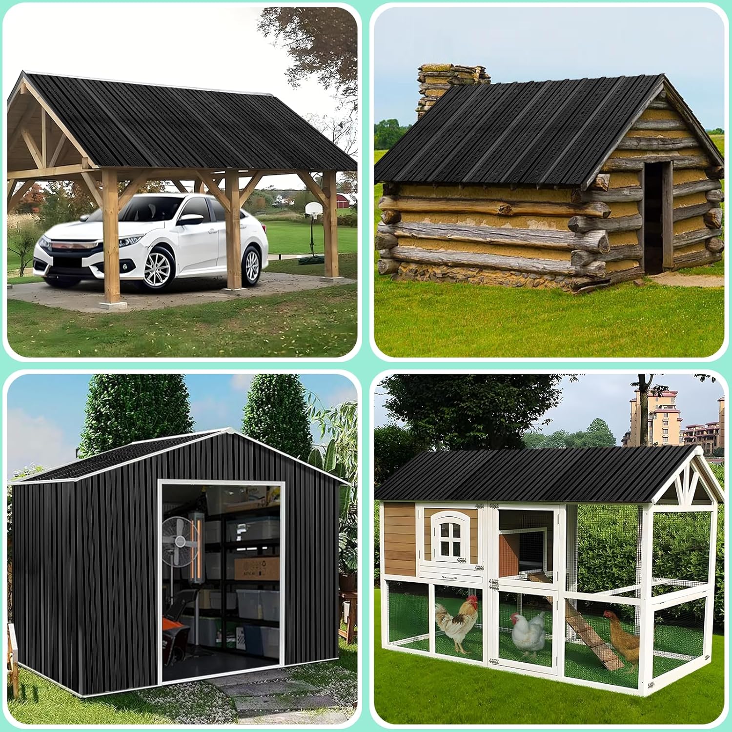 Metal Roofing Panels - Corrugated Galvanized Roof Panels Black 20 Pcs 99 ft² Waterproof Siding Panels for Outdoor House Storage Mobile Homes Patio Garages Sheds