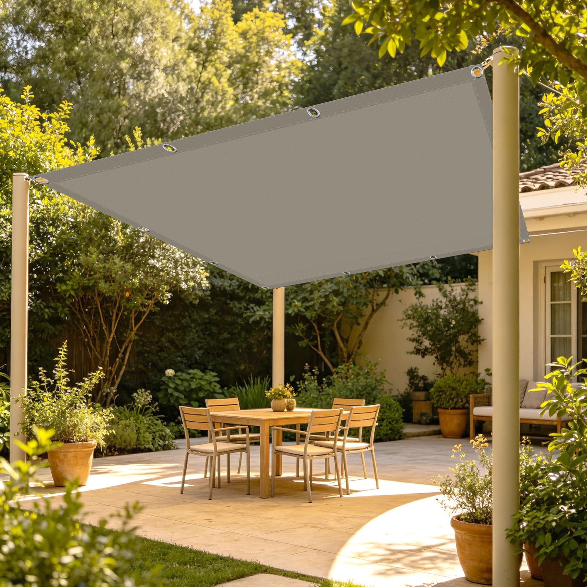 Voile d'ombrage imperméable 80 x 600 cm taupe résistant avec œillets