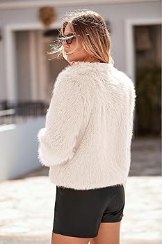 ジャケット・アウター Pellcule ladycat fur cort White KAWAII LOLITA GIRL CUTE WHITE CAT PLUSH JACKET - Cosmique Studio