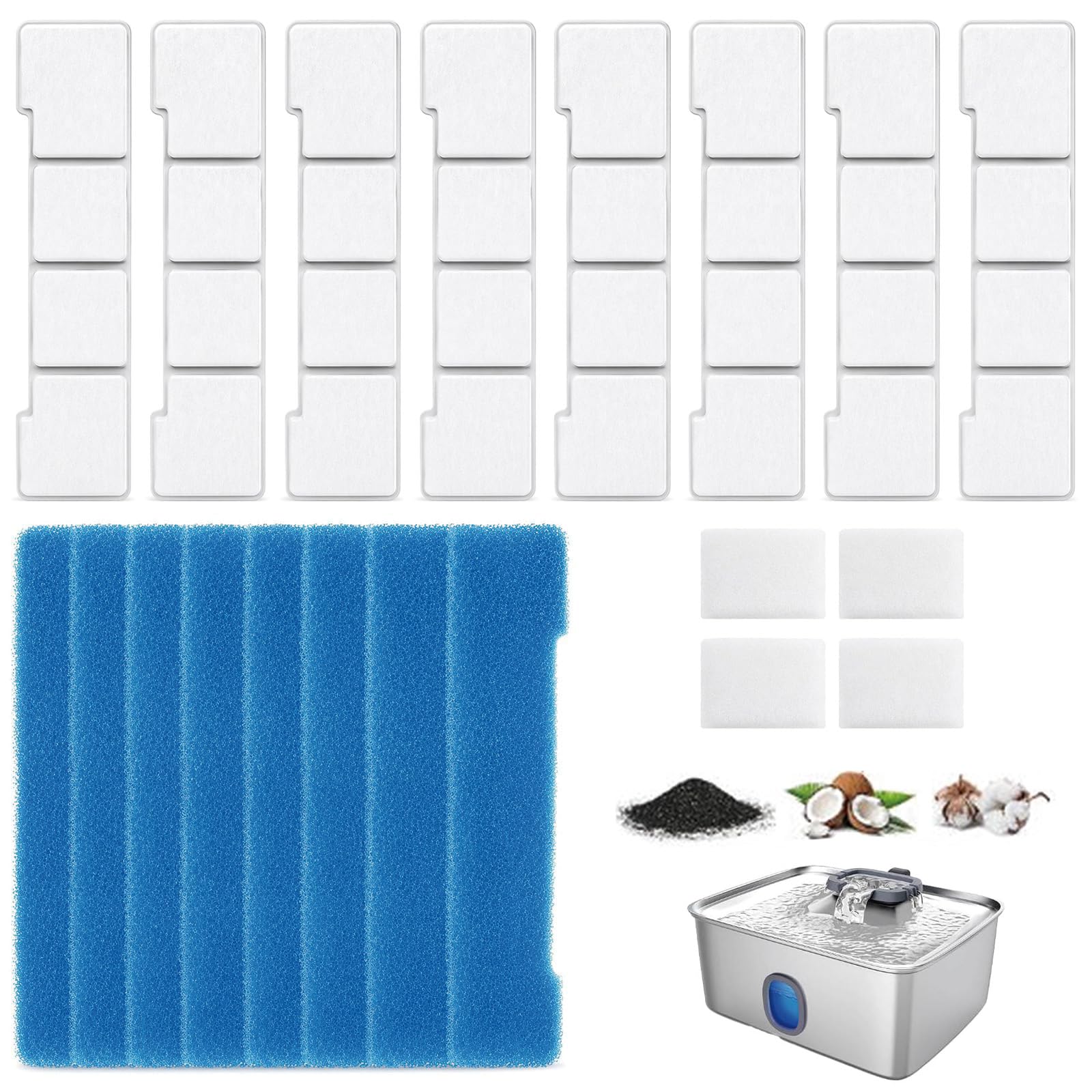 Solvio 24 Pack Replacement Filters for Dog and Cat Water Fountain