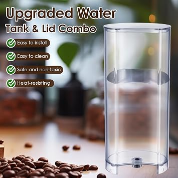 Feekoon Water Tank Reservoir & Lid Cover Replacement Compatible with Nespresso Vertuo Next, Compatible with Krups XN910B XN9105 XN910C Coffee Machine, Coffee Machines Replacement Parts, Clear