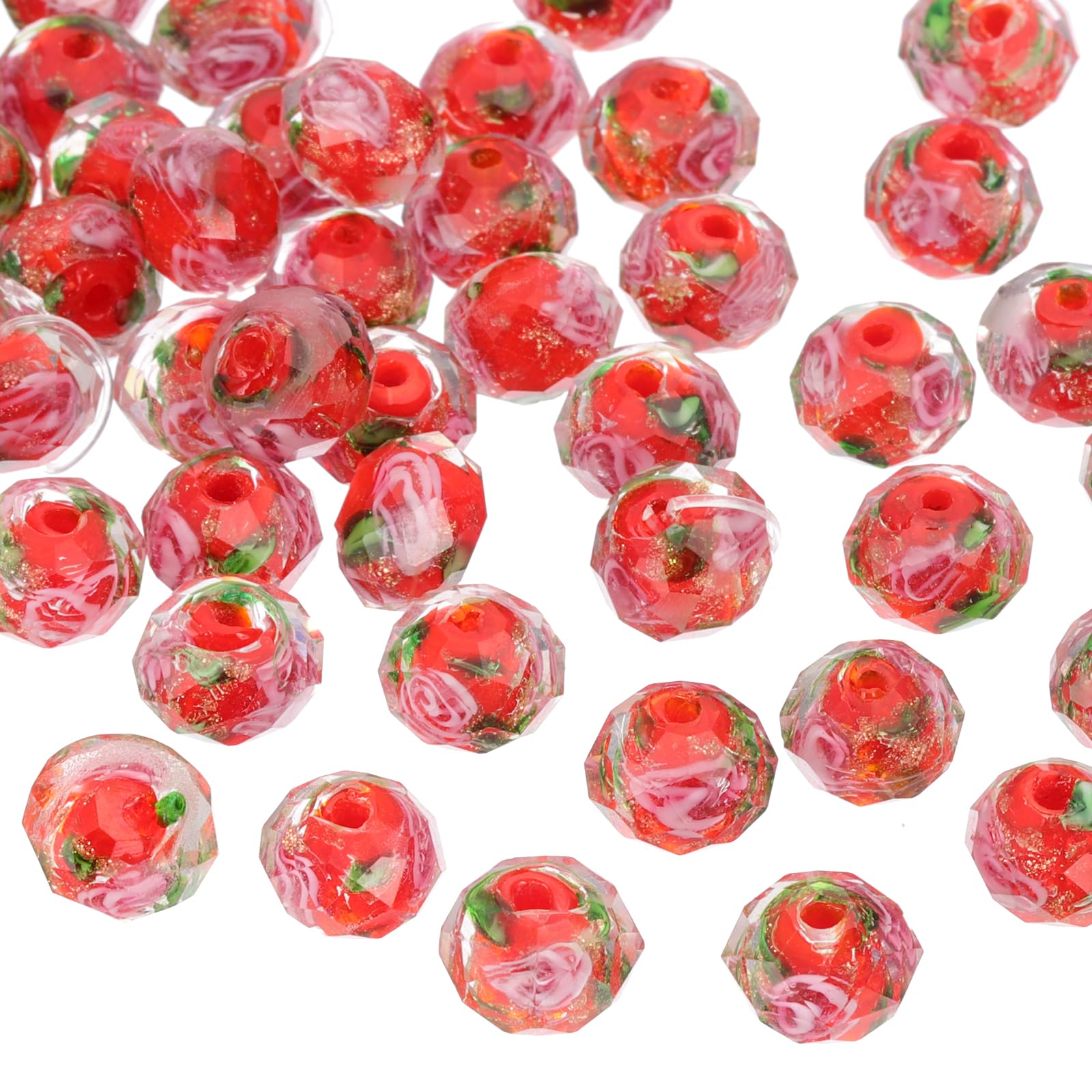 Perles de verre fleur 10mm PATIKIL pour création de bijoux DIY