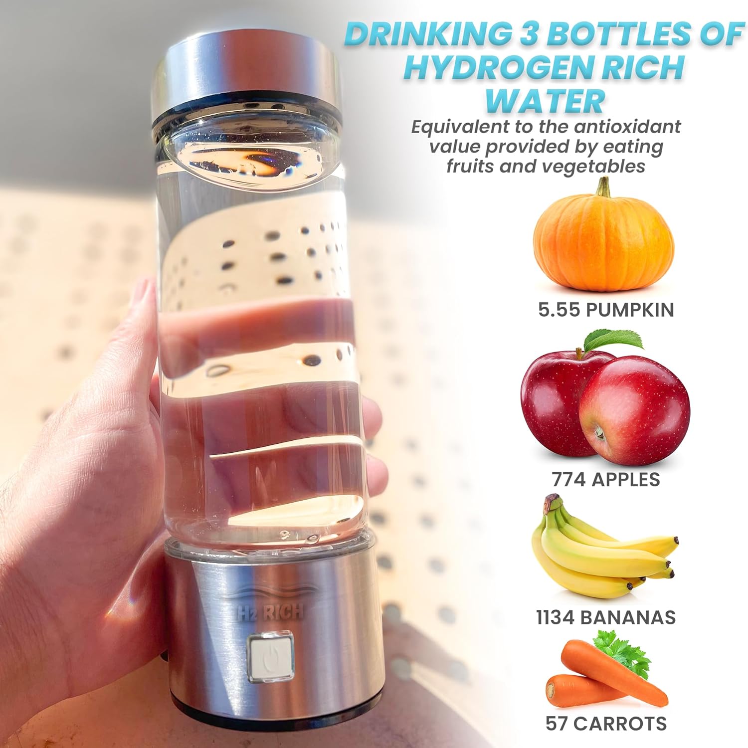 Hydrogen Water Bottle, 2024 Hydrogen Water Bottle Generator, Enhance Your Water in just 3 Minutes with SPE PEM Technology. Ideal for Exercise, Office, Travel, Health, Daily Use, Gift