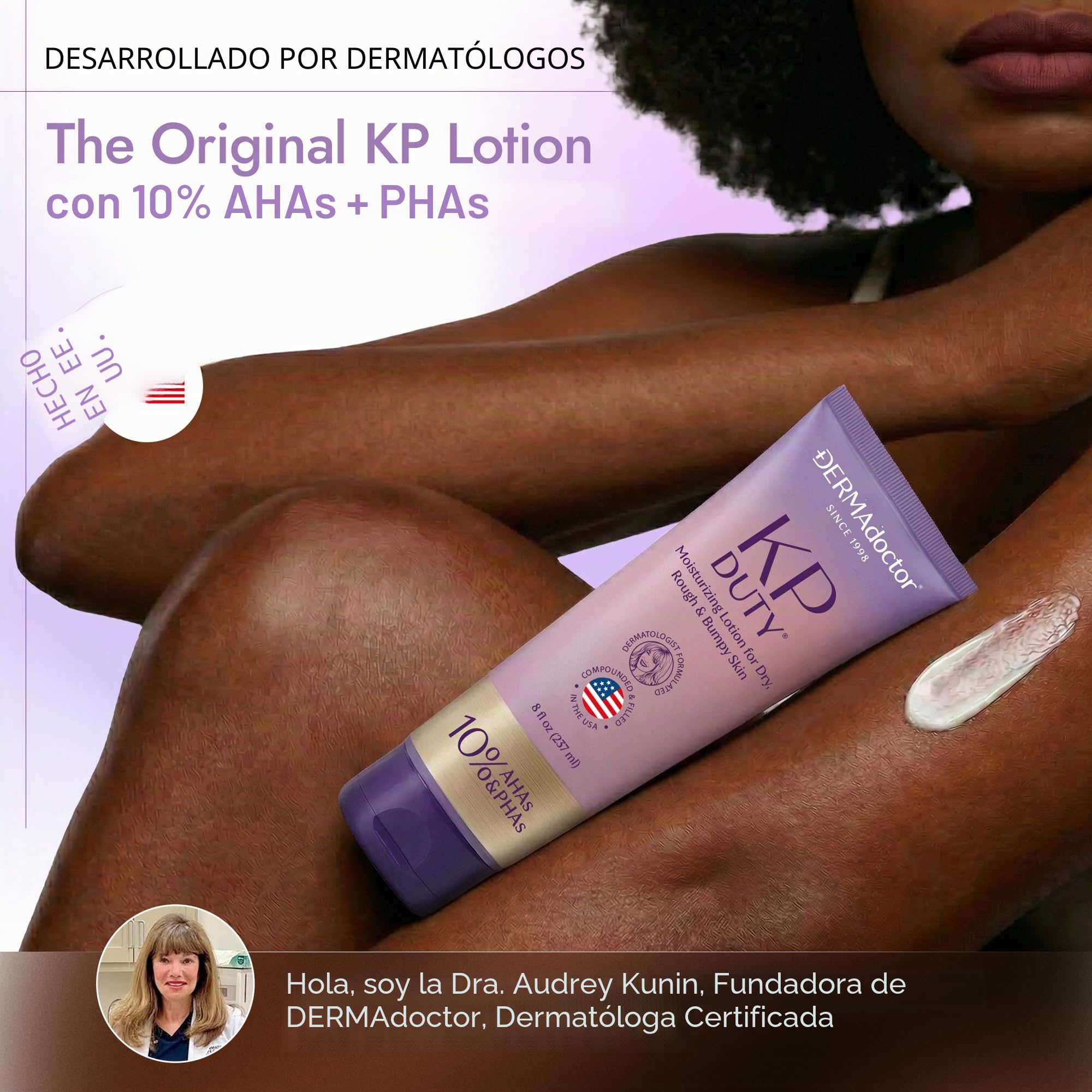 DERMAdoctor: KP Duty Crema Hidratante | Crema Corporal Dermatológicamente | Formulada para Queratosis Pilaris | Suaviza la Piel Seca, Áspera, con Bultos y Pollo | Hidrata y Suaviza | 10% AHAs + PHAs