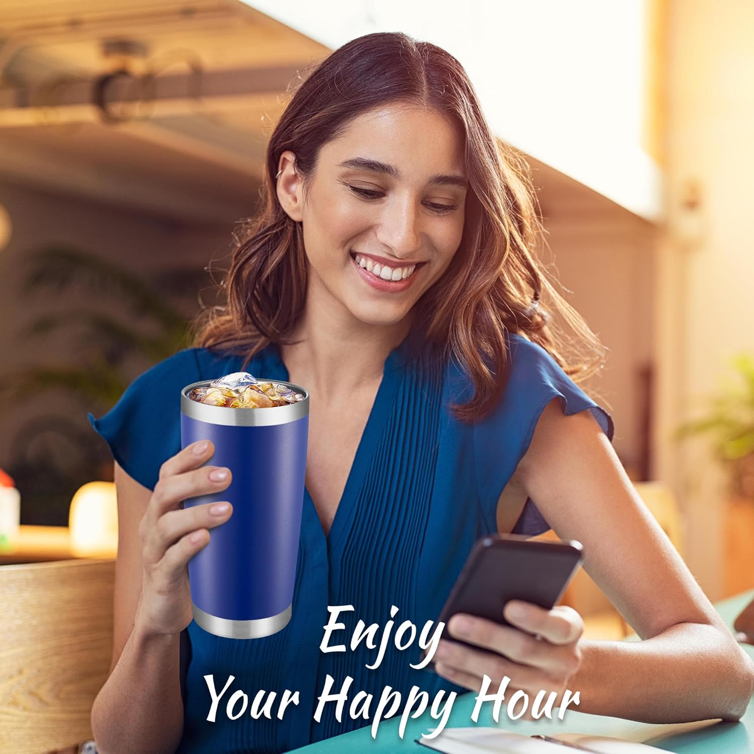 20 oz Tumblers Bulk Stainless Steel Tumbler with Lid Double Wall Vacuum Insulated Coffee Mug 20oz Powder Coated Cup for Hot and Cold Drinks, Blue, 6 pack - Image 8