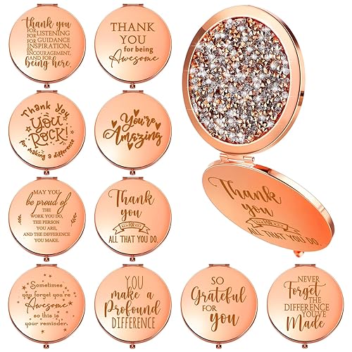 Kathfly 10 piezas de regalos de agradecimiento para mujeres, mamá, espejo compacto inspirador, regalos de agradecimiento a los empleados, espejo de