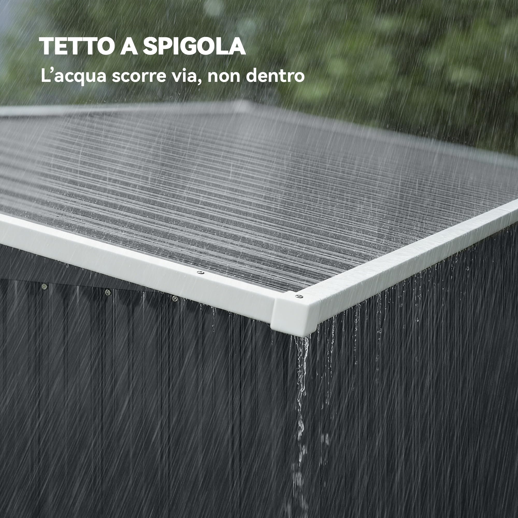 Outsunny Casetta da Giardino 2.68m² 3 Porte 234x132x185 cm Grigio Scuro