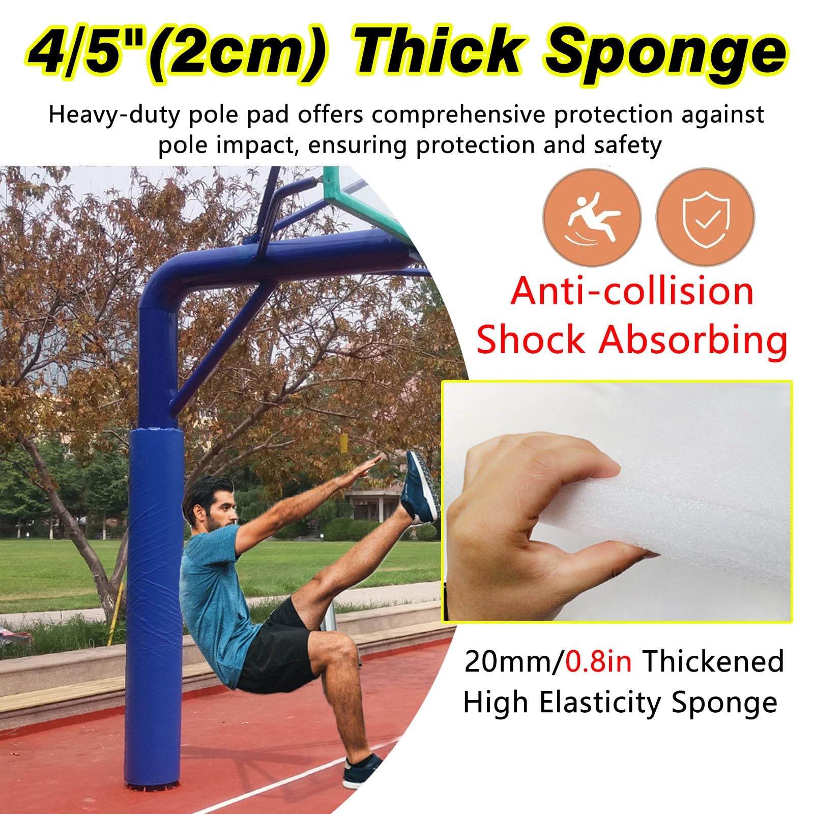 Tapa para poste de baloncesto, protector anticolisión, se adapta a columnas redondas de 5 cm a 30 cm, acolchado de espuma para todo tipo de clima, repuesto para mayor seguridad
