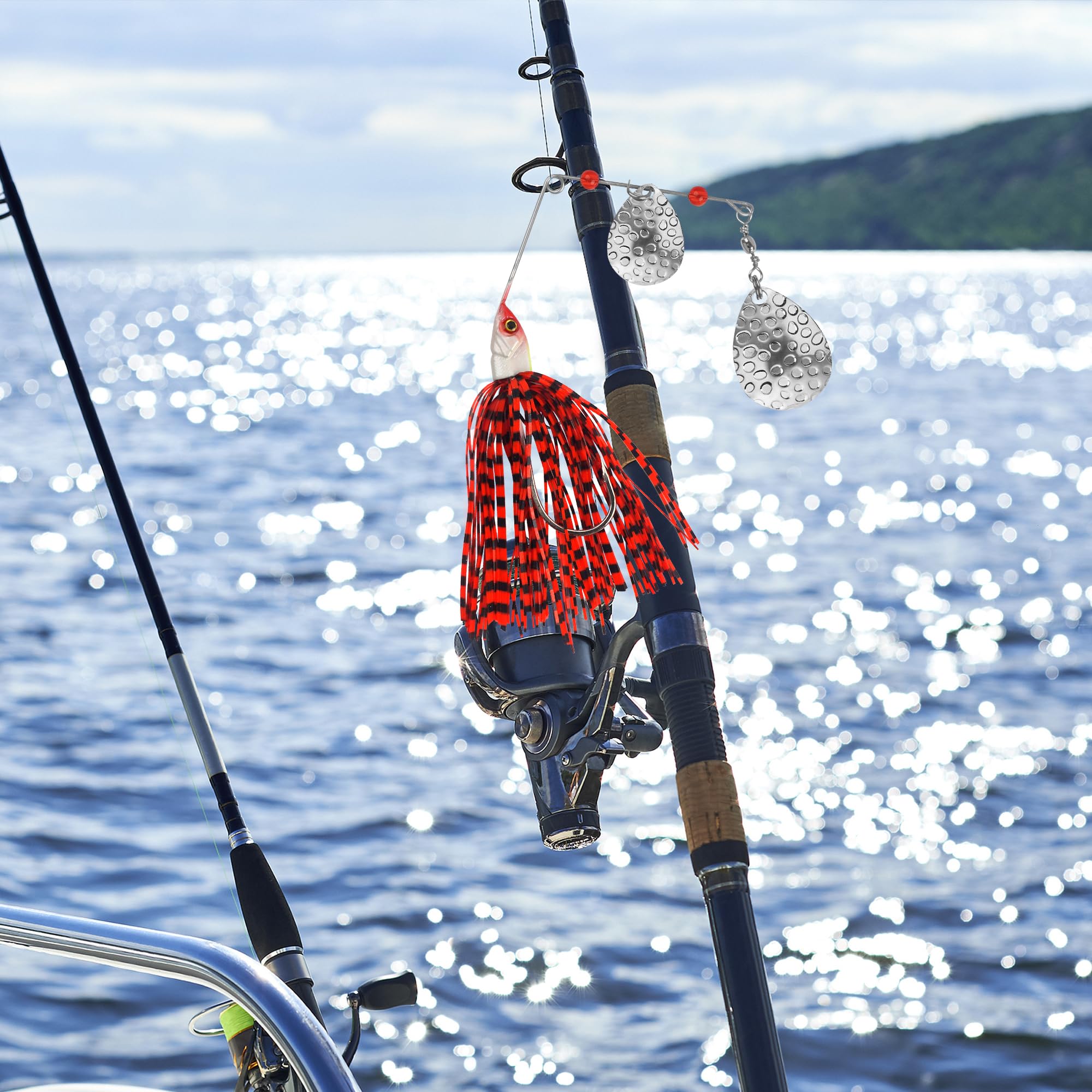 Spinnerbait - Kit di esche da pesca, esche spinner, multicolore in metallo, esche da nuoto per acqua salata d'acqua dolce spigola, trota e salmone