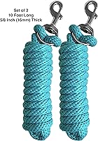 Vista 2 de Majestic Ally Paquete de 2 cuerdas de plomo de polietileno sólido para caballos y ganado – 10 pies de largo y 5/8 pulgadas de grosor – Broche