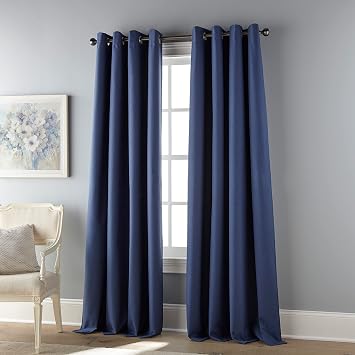 Grand Avenue Blue Blackout Curtains 84 Inch Long, Window Curtains with Grommet, 1 Panel, 54Wx84L