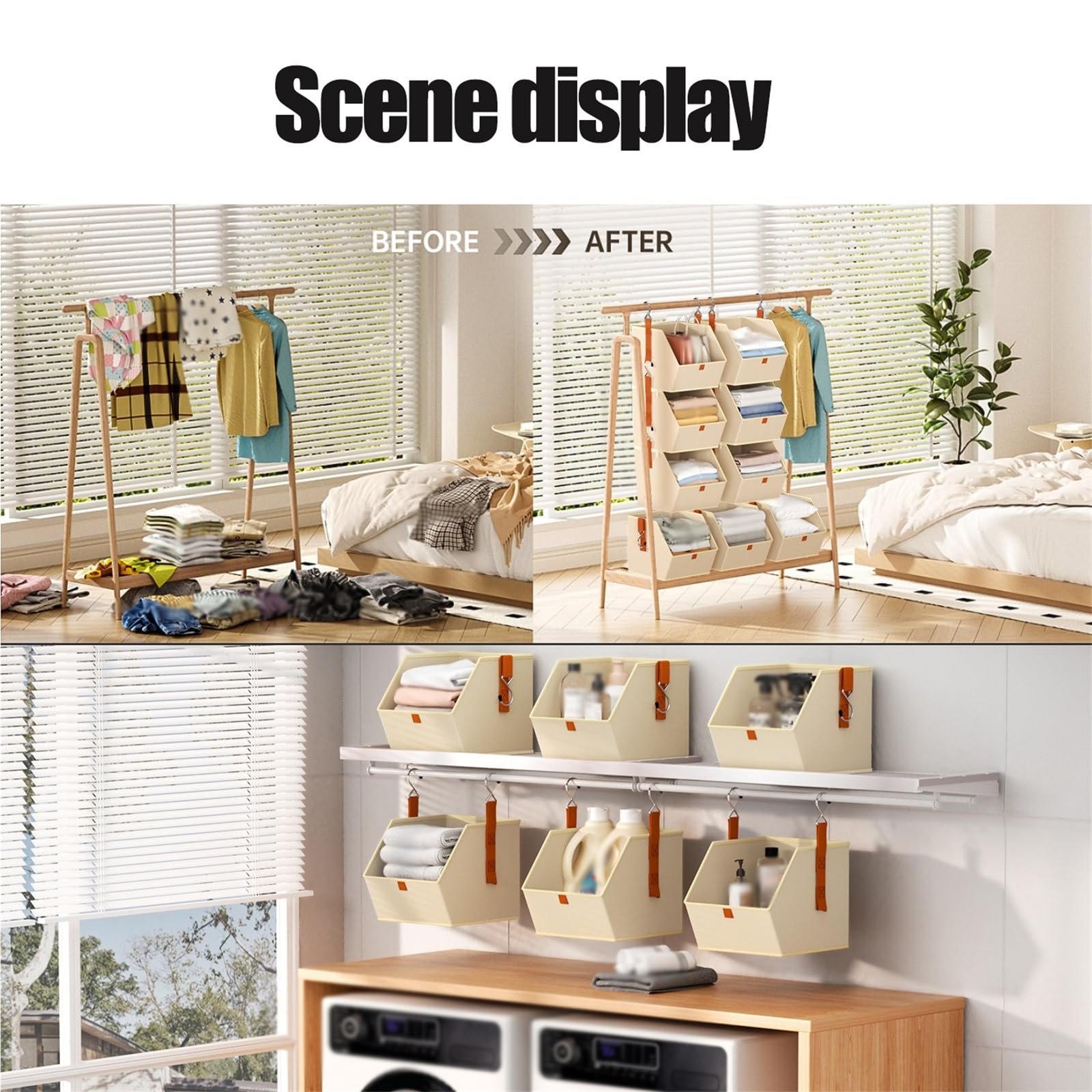 Organizzatore for armadio sospeso staccabile a 4 livelli, contenitori portaoggetti in tessuto di armadio salvaspazio for camera da letto dormitorio camper(Gray)