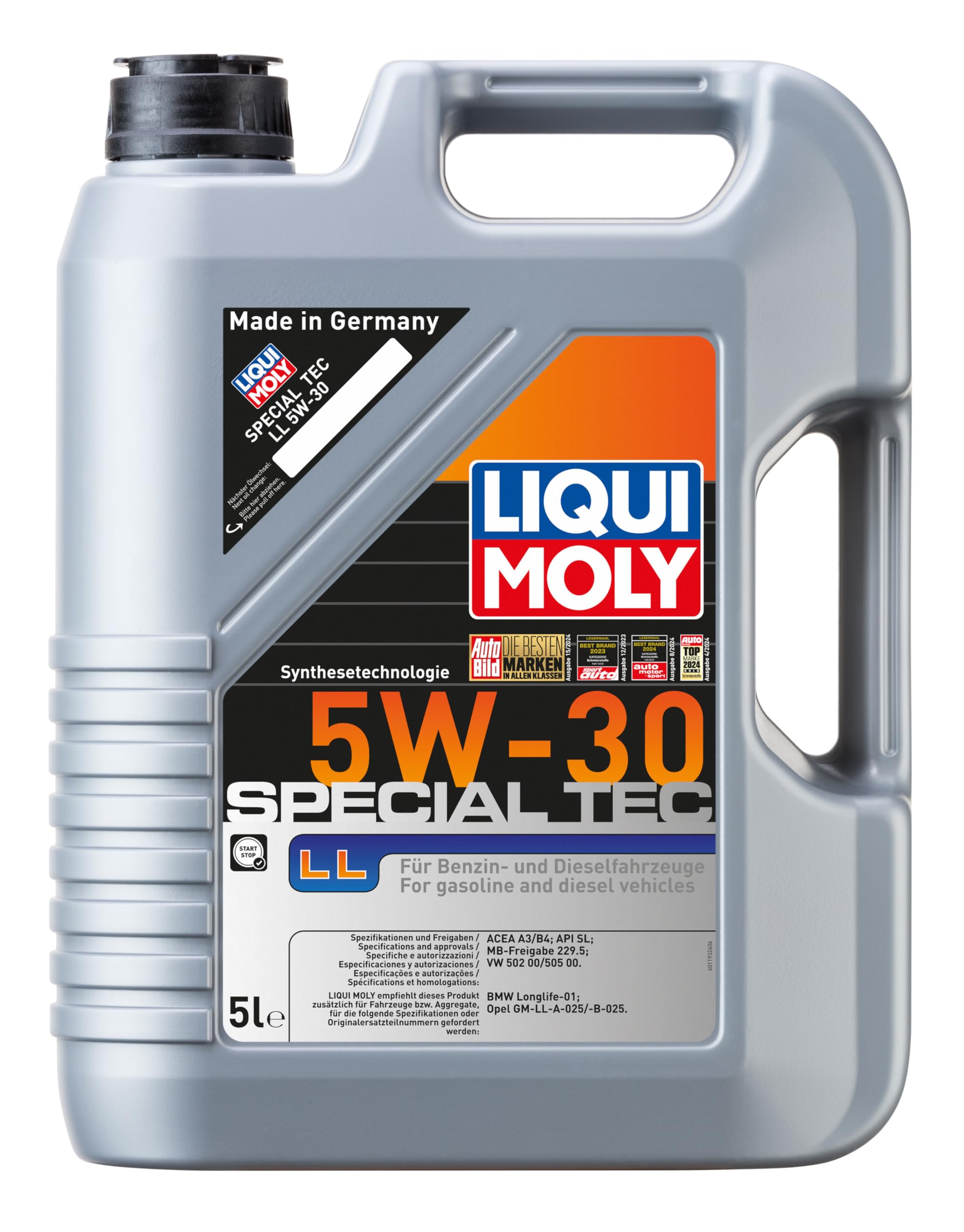 LIQUI MOLY Motoröl 5W-30 Special Tec Synthetiköl Motor Öl ACEA A3/B4 API SL LL 5L Kompatibel mit VW Golf 7 Schrägheck 5G1, BQ1, BE1, BE2 Golf 4 Schrägheck 1J1 Golf 6 5K1 Golf 5 Schrägheck 1K1 POLO 9N