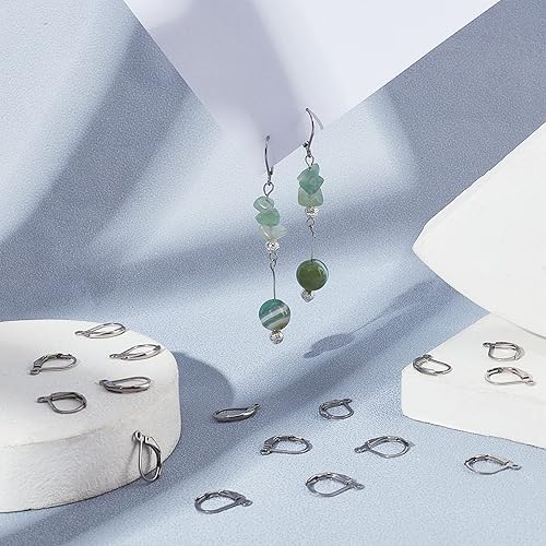 Miniatura 10 de SUNNYCLUE 1 caja de 80 ganchos para pendientes de palanca, acero inoxidable chapado en oro de 18 quilates, palancas redondas, aros traseros de